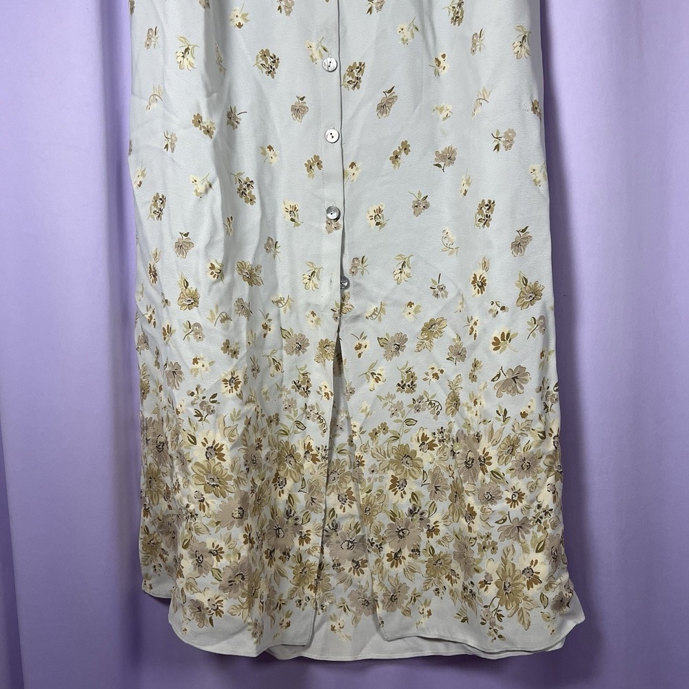 Max Studio Mint & Beige Floral Button Down Midi Skirt Womens Size S Sheer Flowy - Picture 8 of 8